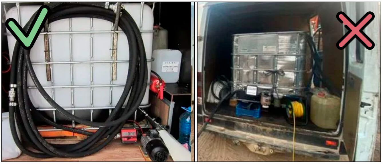 Прозрачный еврокуб vs непрозрачный еврокуб. В прозрачном хорошо виден цвет и количество топлива Рис 3 Прозрачный куб vs непрозрачный куб.jpg